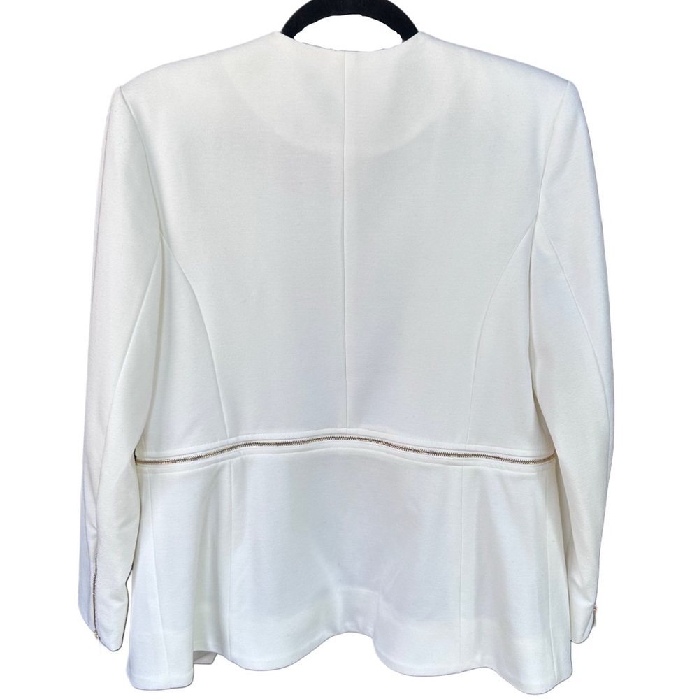 Premise White Open-Front Zip-Pocket Blazer - Picture 2 of 6